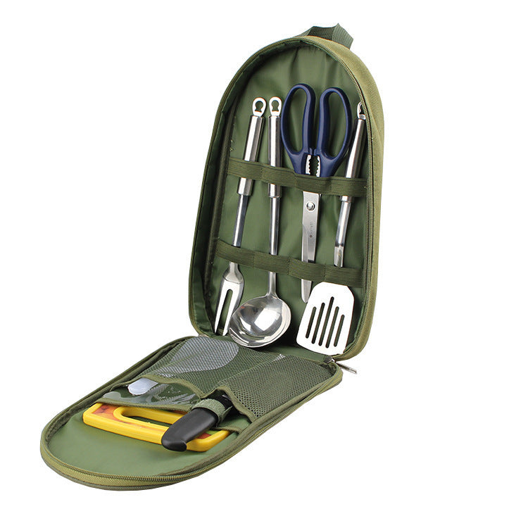 Outdoor BBQ Cookware Set With Knife And Cutting Board