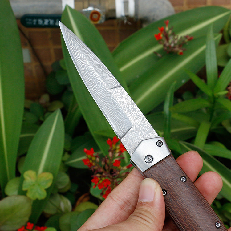 VG10 Damascus Folding Pocket Hunting Knife Wenge Handle
