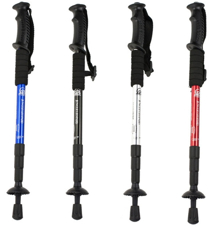 Four Section Aluminum Alloy Trekking Pole Curved Handle