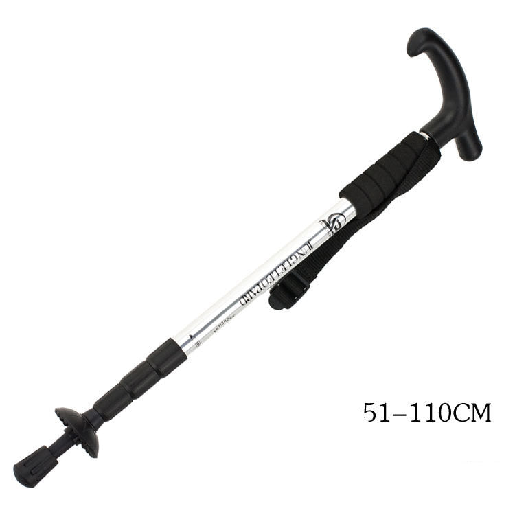 Four Section Aluminum Alloy Trekking Pole Curved Handle