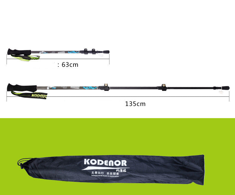 Carbon Fiber Telescopic Folding Trekking Pole Three Section Outer Lock