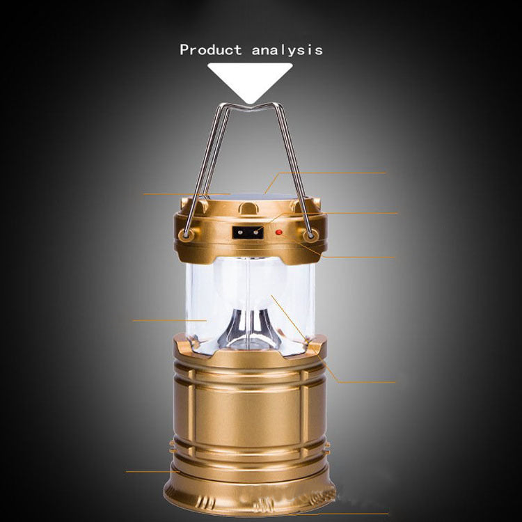 Solar Rechargeable Telescopic Camping Lantern Tent Lamp
