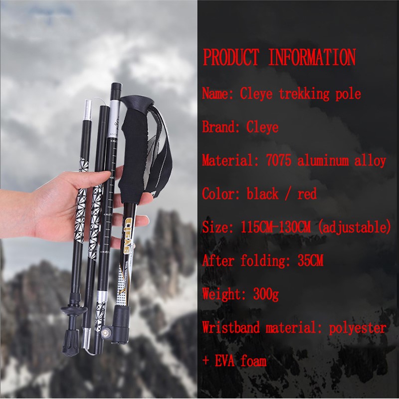 Ultralight Telescopic Folding Trekking Walking Stick