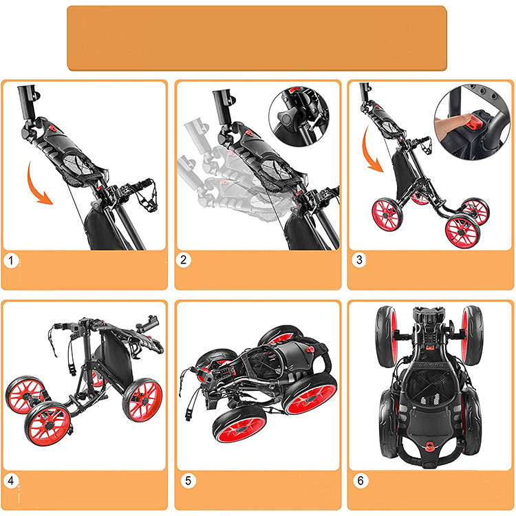 Foldable 4 Wheel Golf Push Trolley