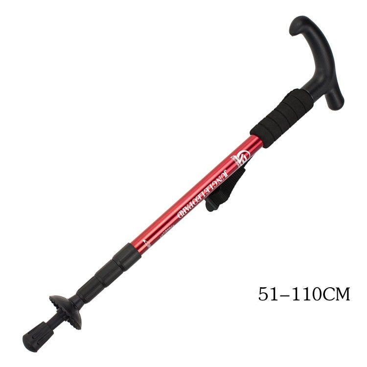 Four Section Aluminum Alloy Trekking Pole Curved Handle