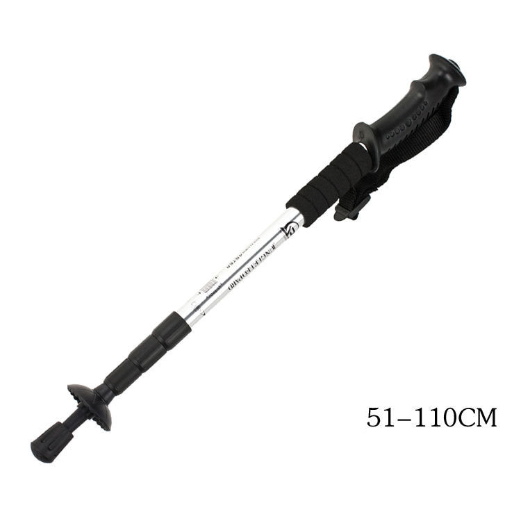 Four Section Aluminum Alloy Trekking Pole Curved Handle