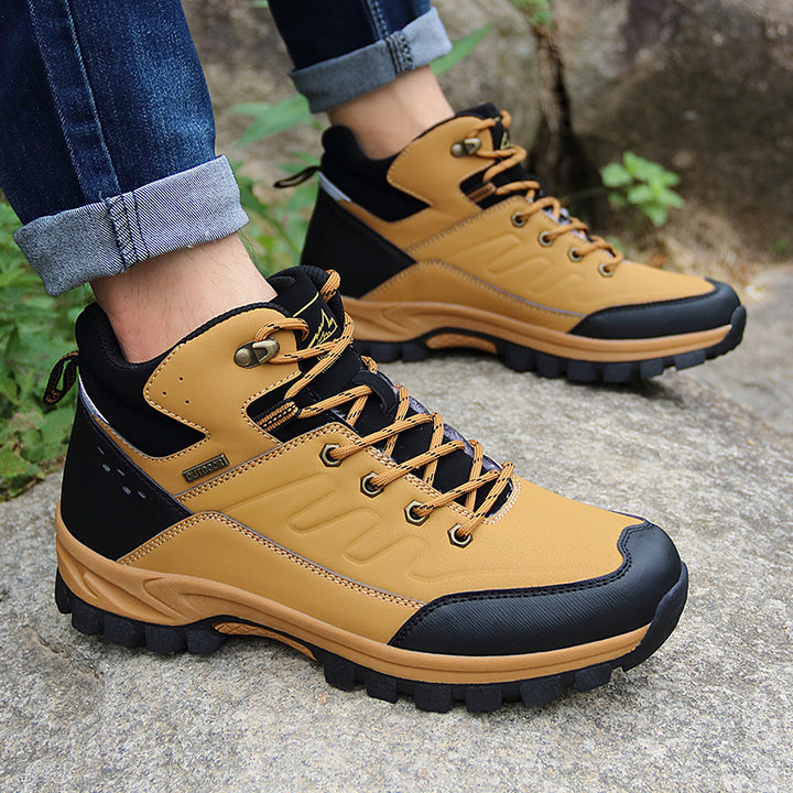 Men's High-Top Outdoor Hiking Boots Single-Layer Shoes