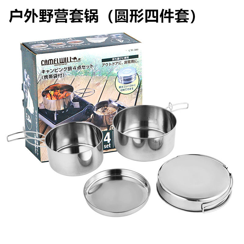 Stainless Steel Outdoor Camping Portable Cookware Set