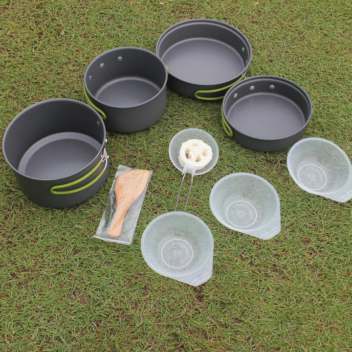Portable Non-Stick Outdoor Camping Cookware Set For 2-3 Persons