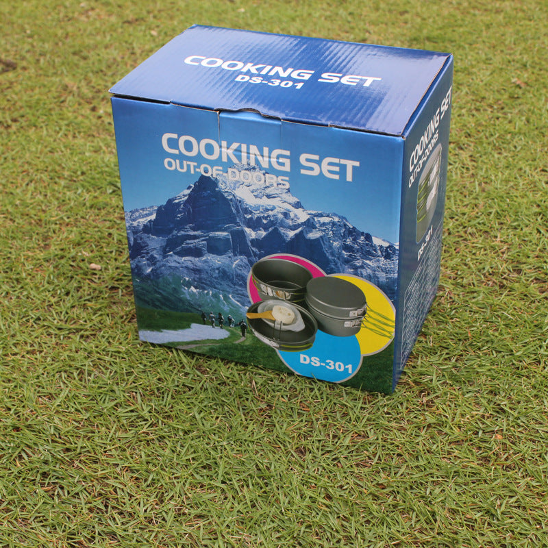 Portable Non-Stick Outdoor Camping Cookware Set For 2-3 Persons