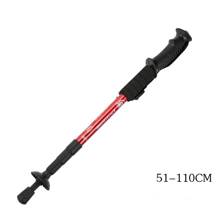 Four Section Aluminum Alloy Trekking Pole Curved Handle