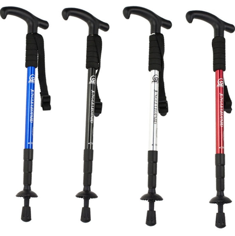 Four Section Aluminum Alloy Trekking Pole Curved Handle
