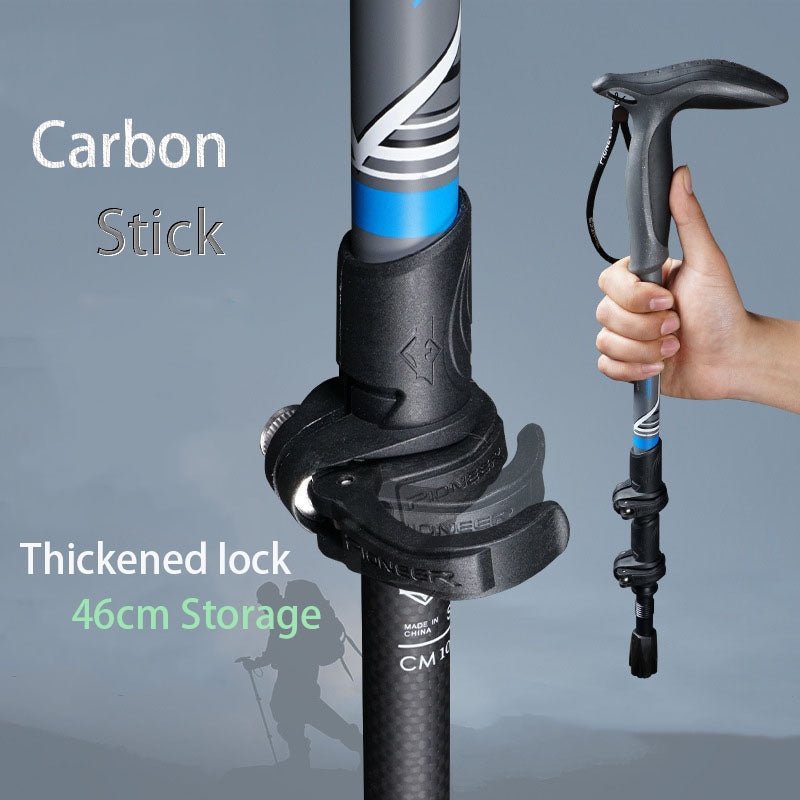 Carbon Fiber Outer Lock Curved Handle Trekking Pole Crutch