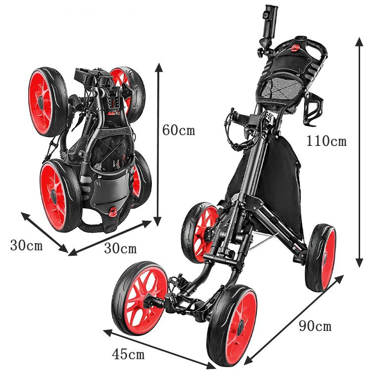 Foldable 4 Wheel Golf Push Trolley