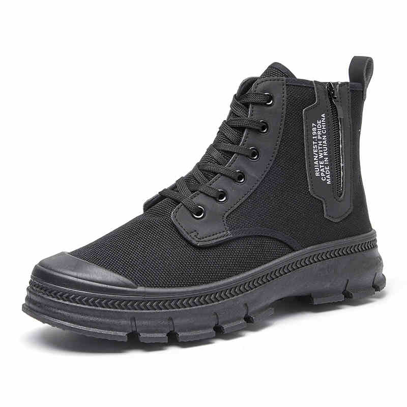 Men’s High-Top Side Zipper Hiking Work Boots Thick Sole