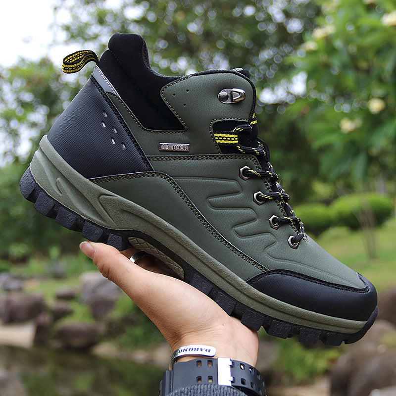 Men's High-Top Outdoor Hiking Boots Single-Layer Shoes