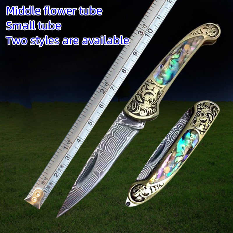 Folding Survival Combat Knife Natural Shell Camping Huntin