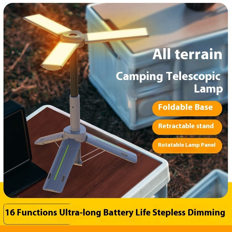 Rechargeable Multifunctional Camping Lantern With Three-Leaf Bracket