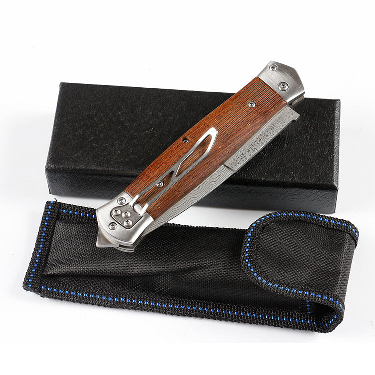 VG10 Damascus Folding Pocket Hunting Knife Wenge Handle