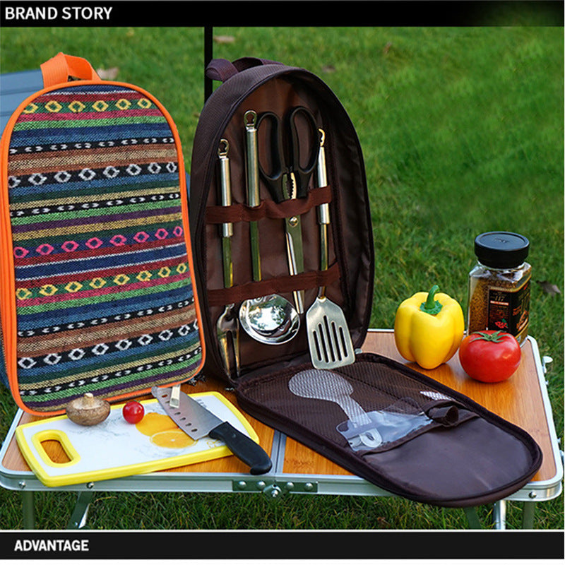 Outdoor BBQ Cookware Set With Knife And Cutting Board