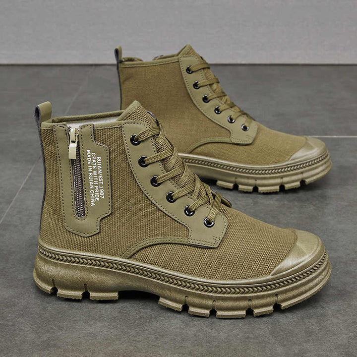 Men’s High-Top Side Zipper Hiking Work Boots Thick Sole