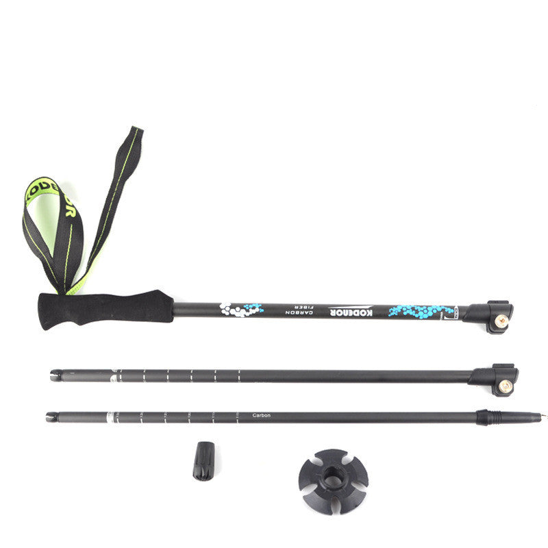Carbon Fiber Telescopic Folding Trekking Pole Three Section Outer Lock