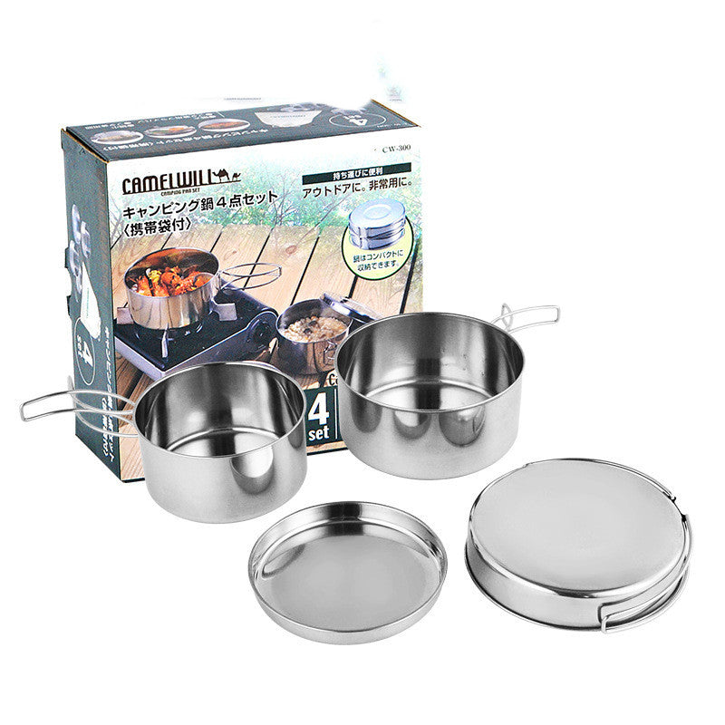 Stainless Steel Outdoor Camping Portable Cookware Set