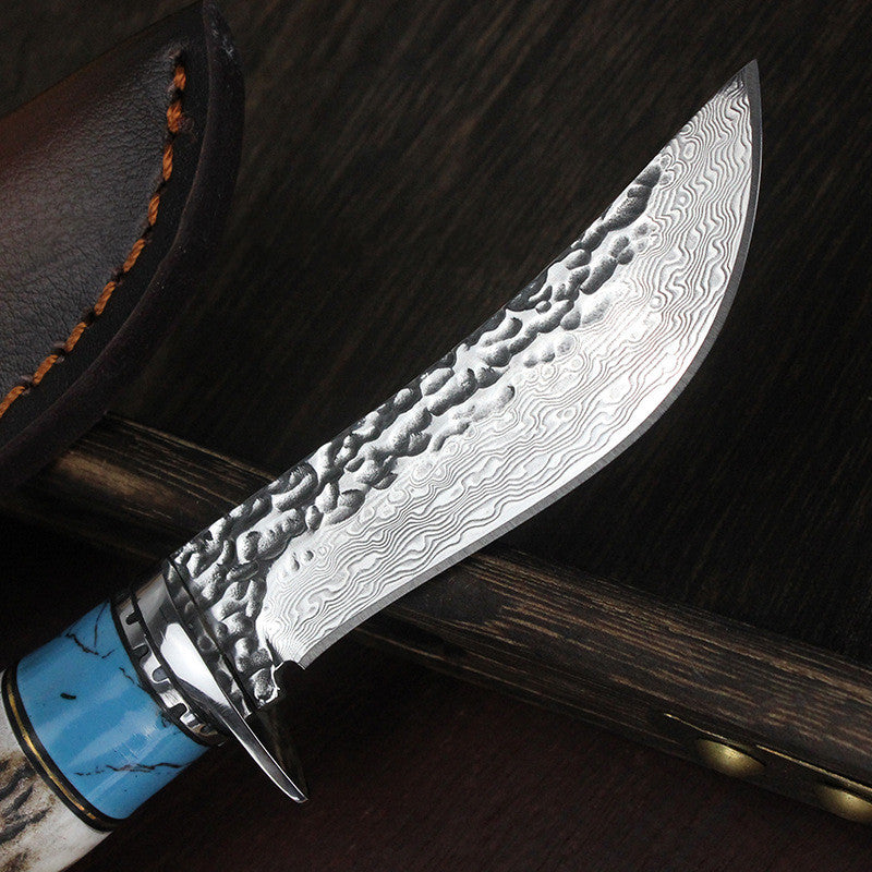Outdoor Damascus Hunting Knife Non-Slip Handle
