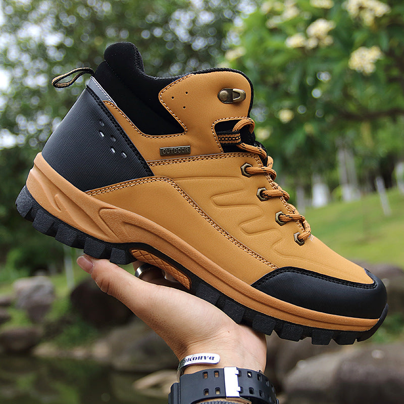 Men's High-Top Outdoor Hiking Boots Single-Layer Shoes