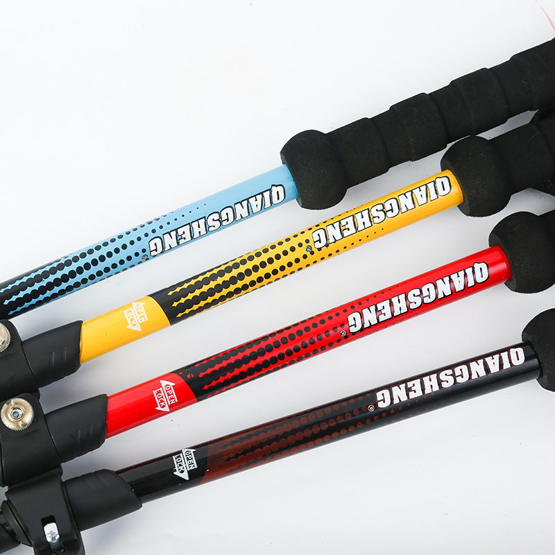 Outer Lock Telescopic Straight Handle Trekking Pole