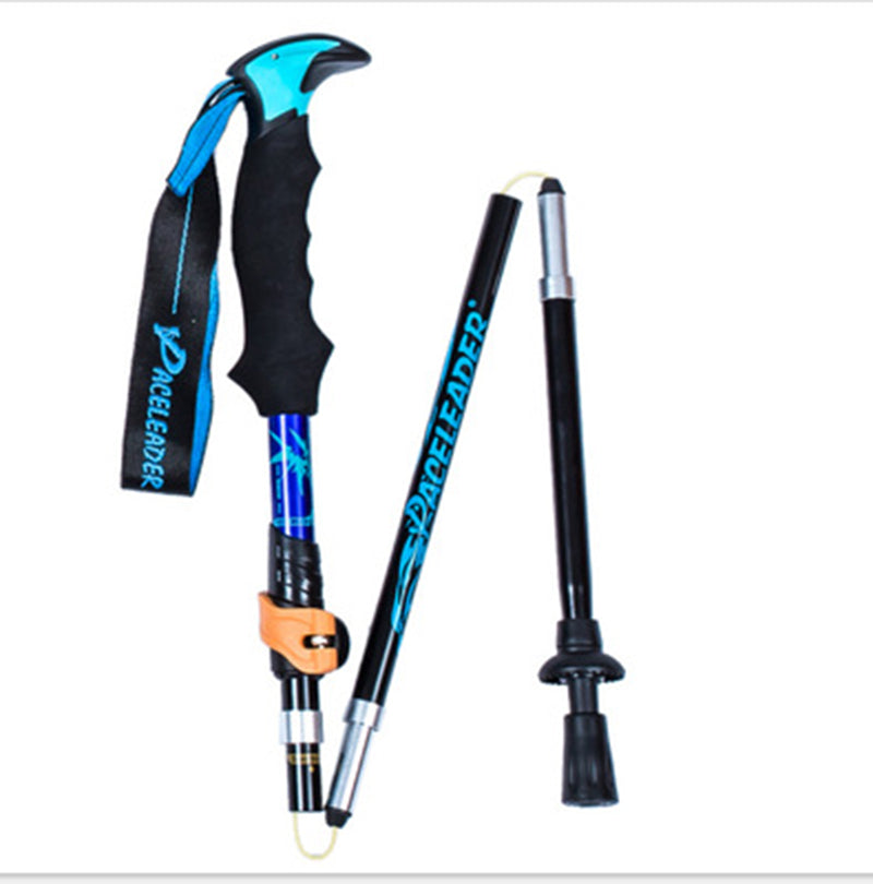 Folding Retractable Straight Handle Trekking Pole