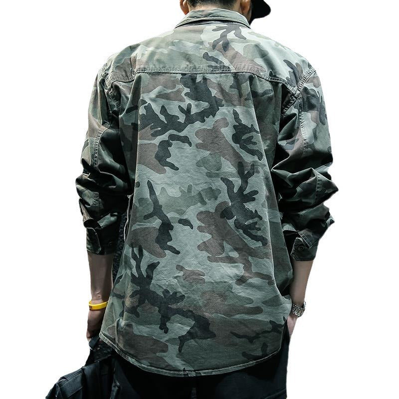 Men's Camouflage Long Sleeve Utility Shirt Jacket