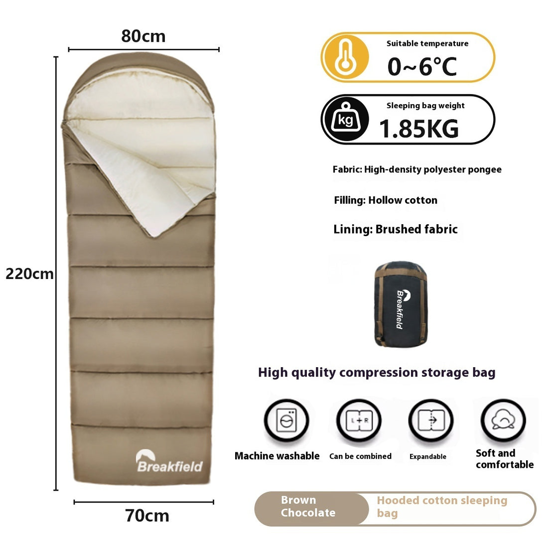 Waterproof Cotton Camping Sleeping Bag Four Seasons Splicing