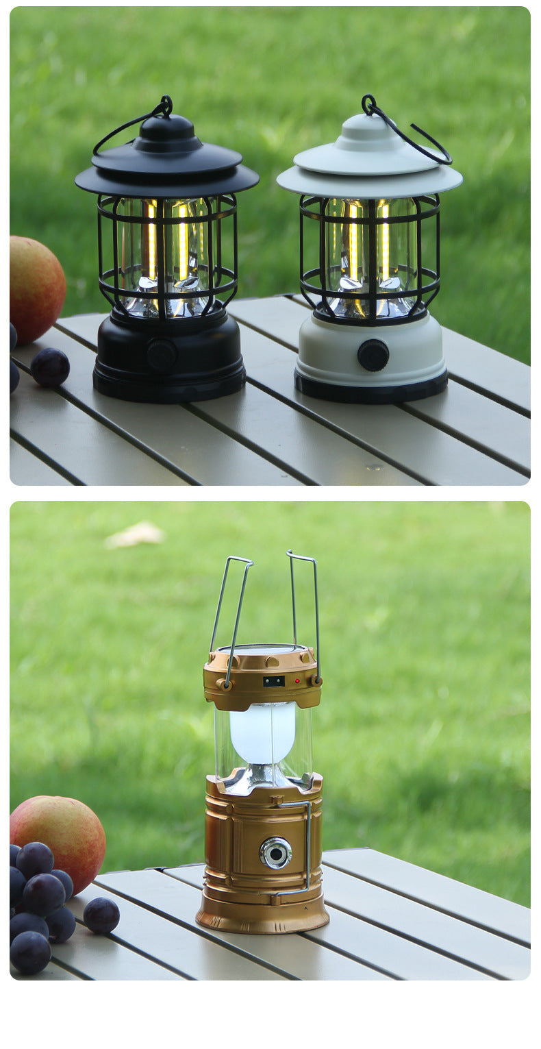 Retro Rechargeable Outdoor Camping Lantern Atmosphere Tent Lamp