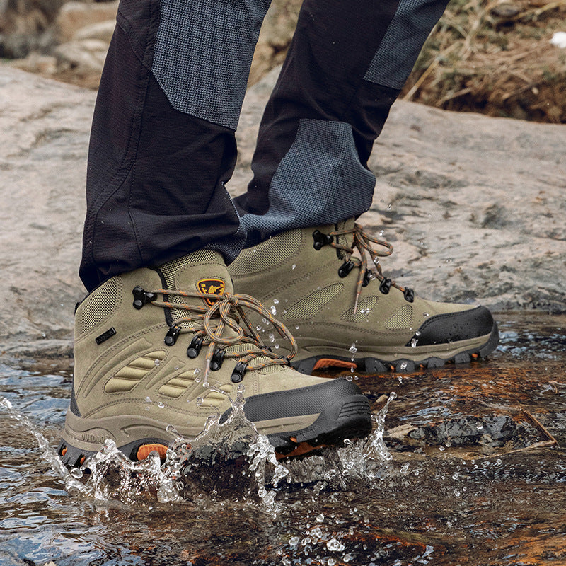 Couple High-Top Waterproof Non-Slip Hiking Mountaineering Shoes