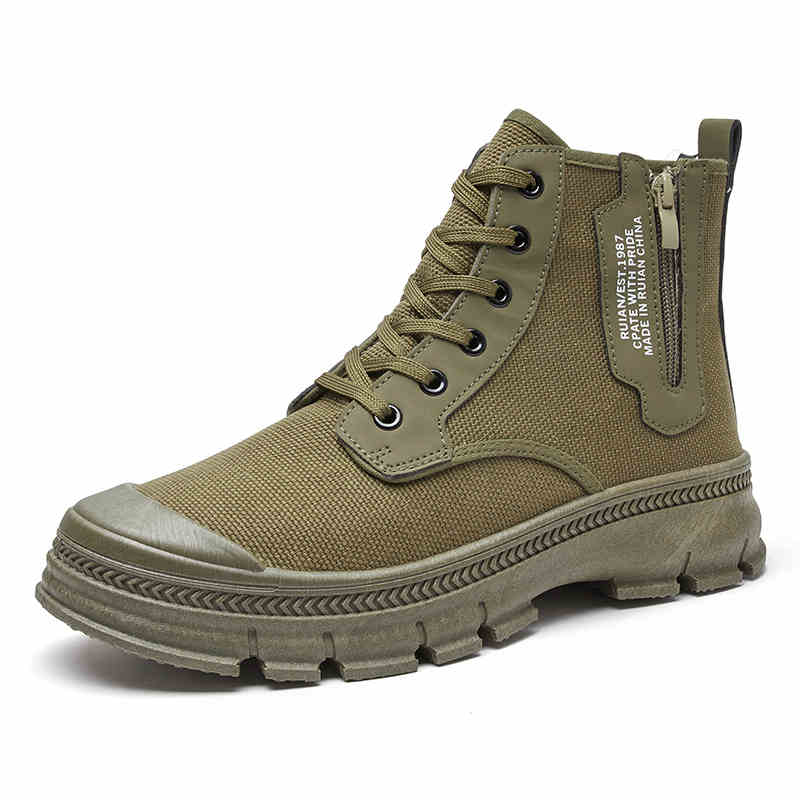 Men’s High-Top Side Zipper Hiking Work Boots Thick Sole