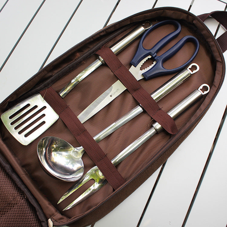 Outdoor BBQ Cookware Set With Knife And Cutting Board