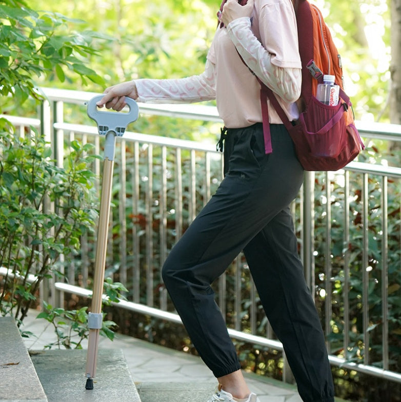 Multifunctional Folding Aluminum Alloy Trekking Pole Crutch