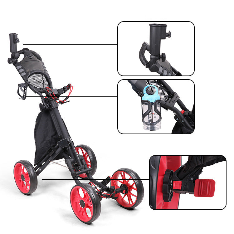 Foldable 4 Wheel Golf Push Trolley