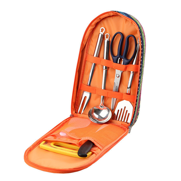 Outdoor BBQ Cookware Set With Knife And Cutting Board