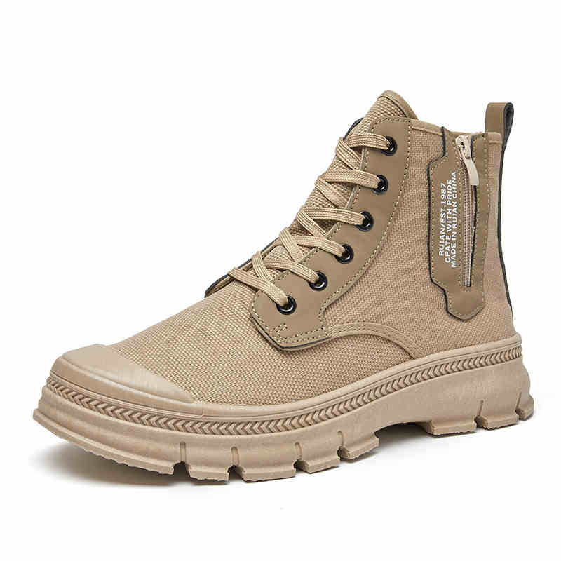 Men’s High-Top Side Zipper Hiking Work Boots Thick Sole