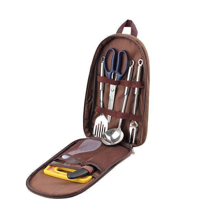 Outdoor BBQ Cookware Set With Knife And Cutting Board