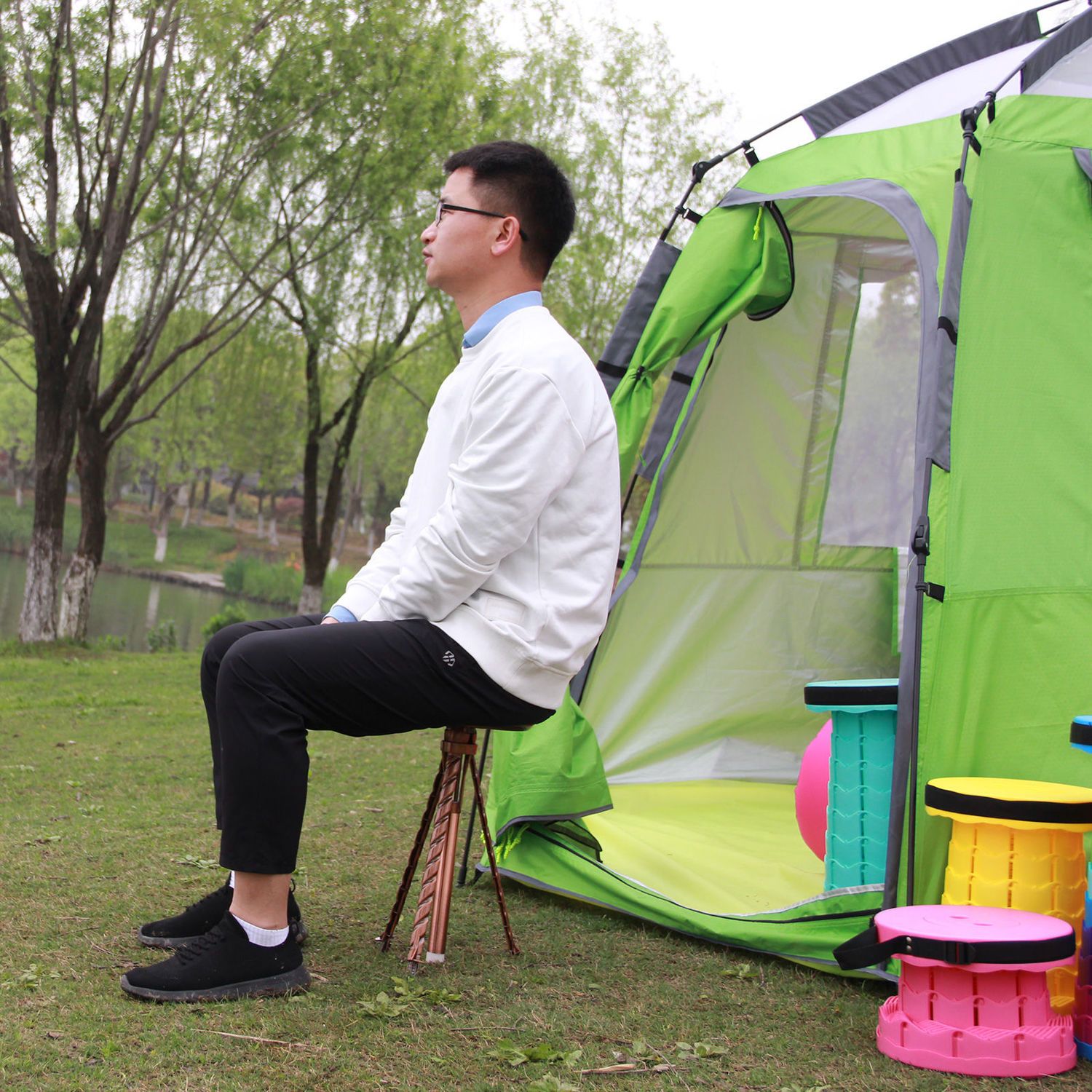 Multifunctional Folding Trekking Pole Stool Portable