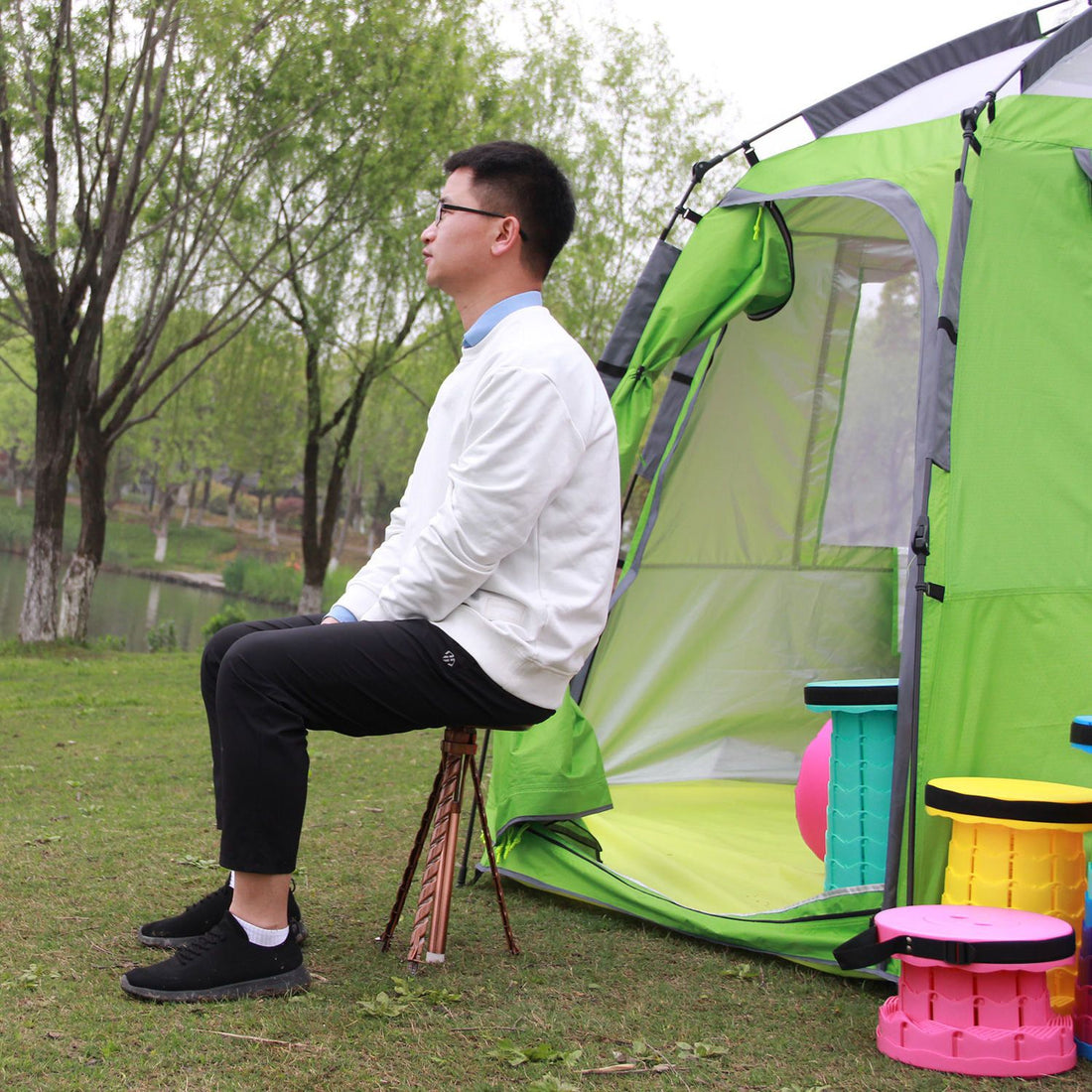 Multifunctional Folding Trekking Pole Stool Portable