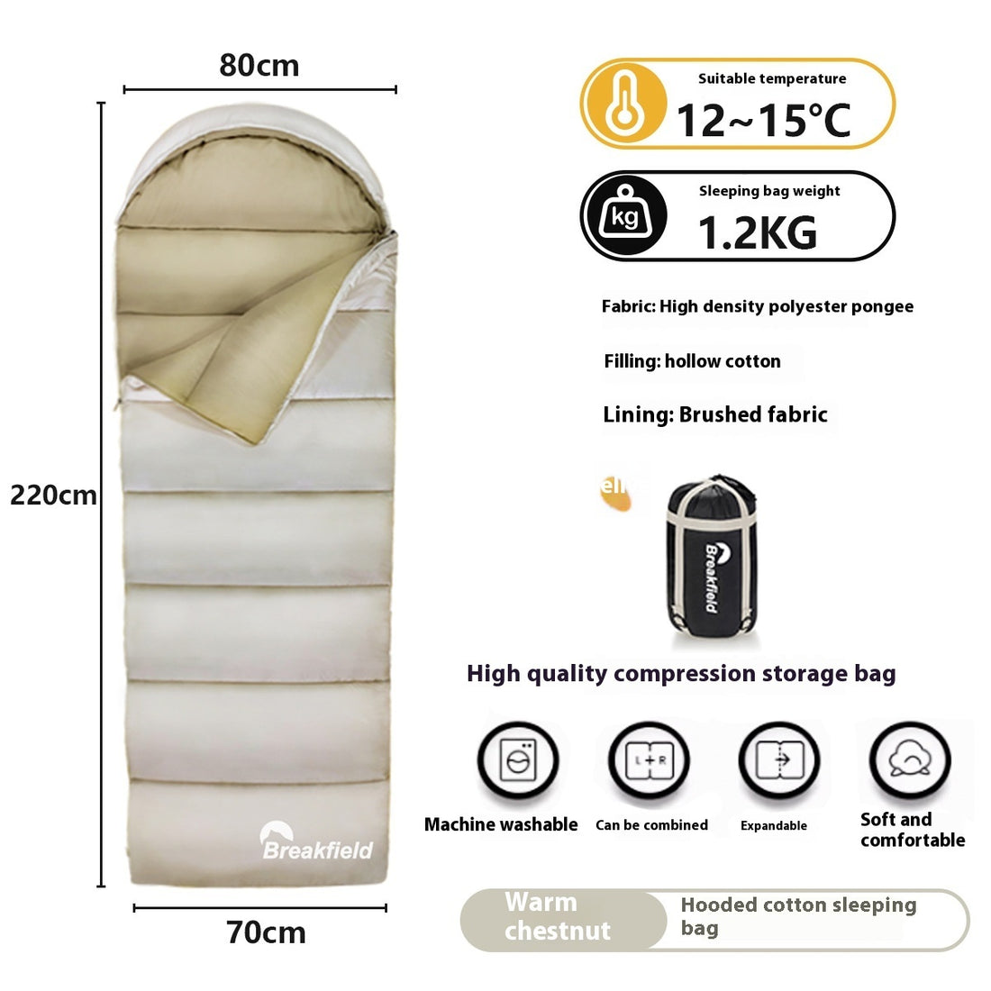 Waterproof Cotton Camping Sleeping Bag Four Seasons Splicing