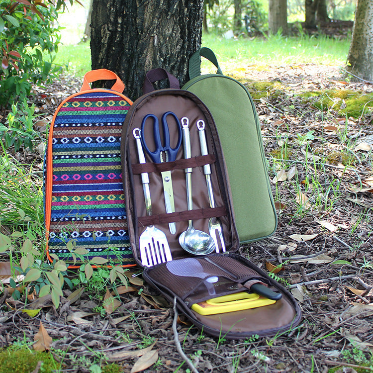 Outdoor BBQ Cookware Set With Knife And Cutting Board