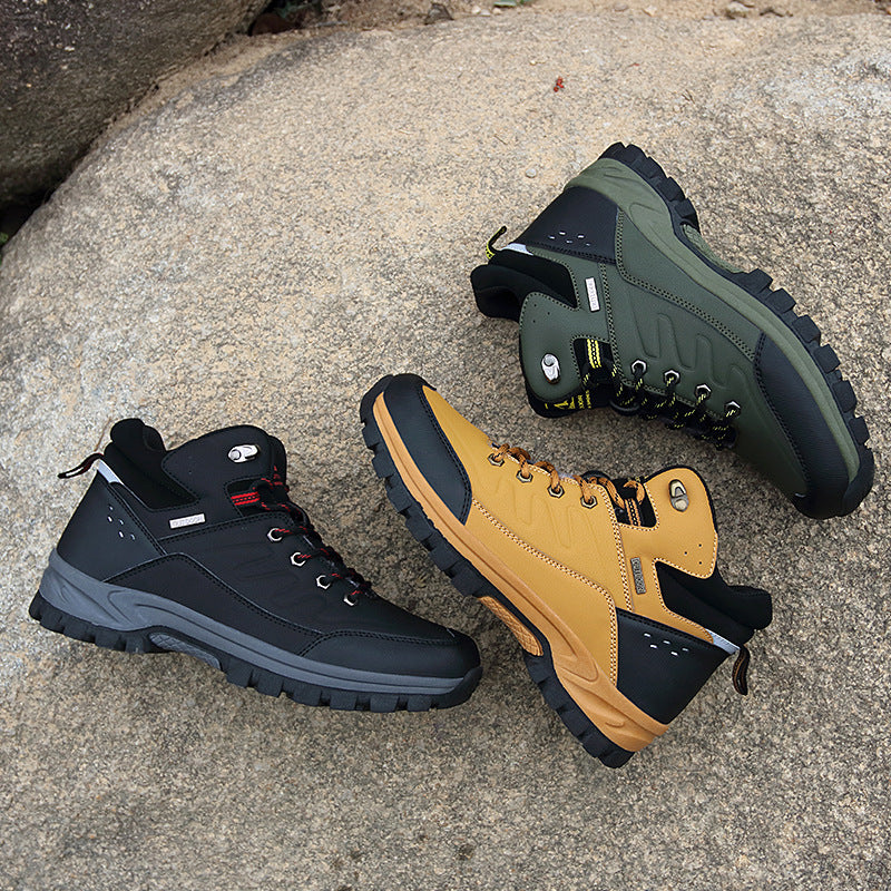 Men's High-Top Outdoor Hiking Boots Single-Layer Shoes