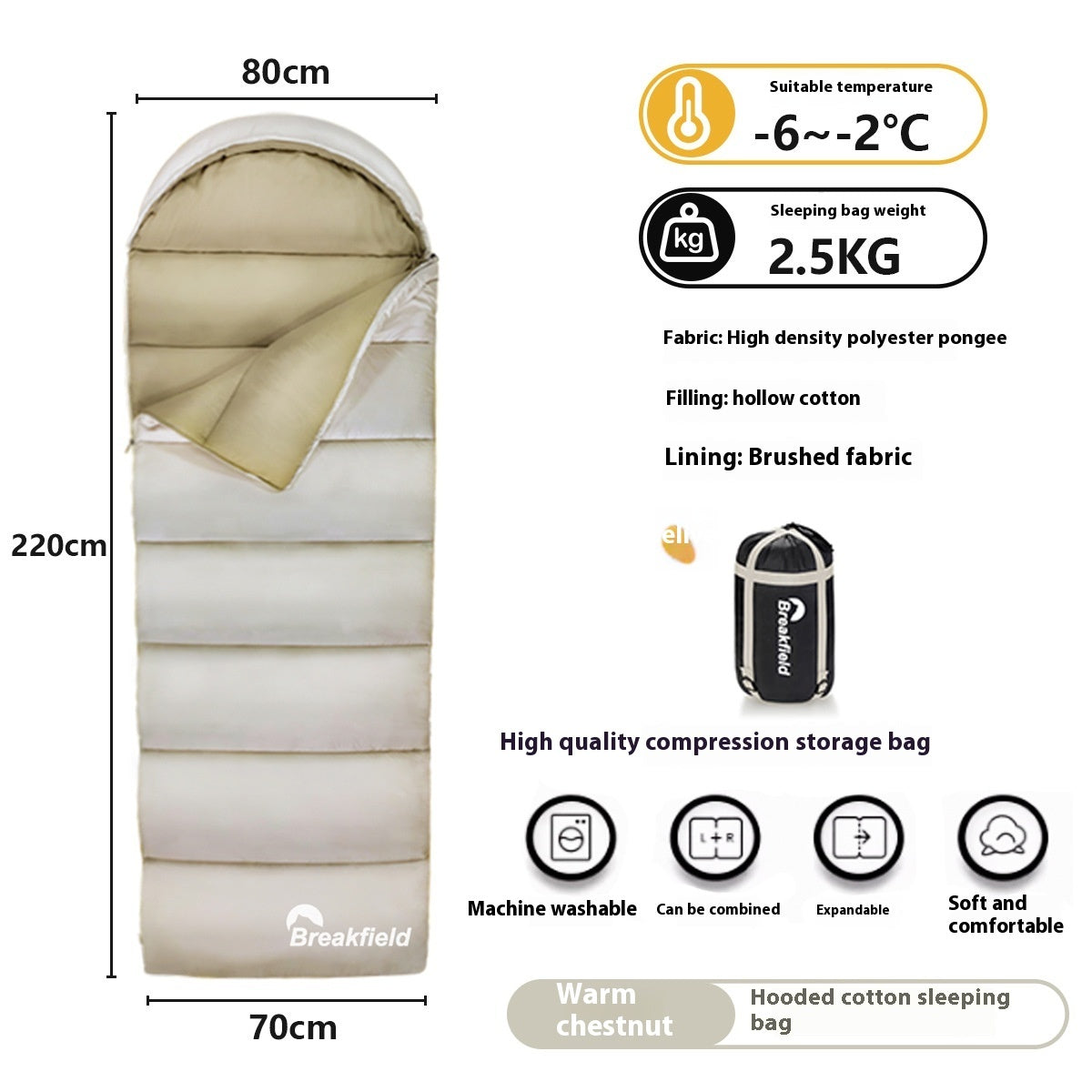 Waterproof Cotton Camping Sleeping Bag Four Seasons Splicing