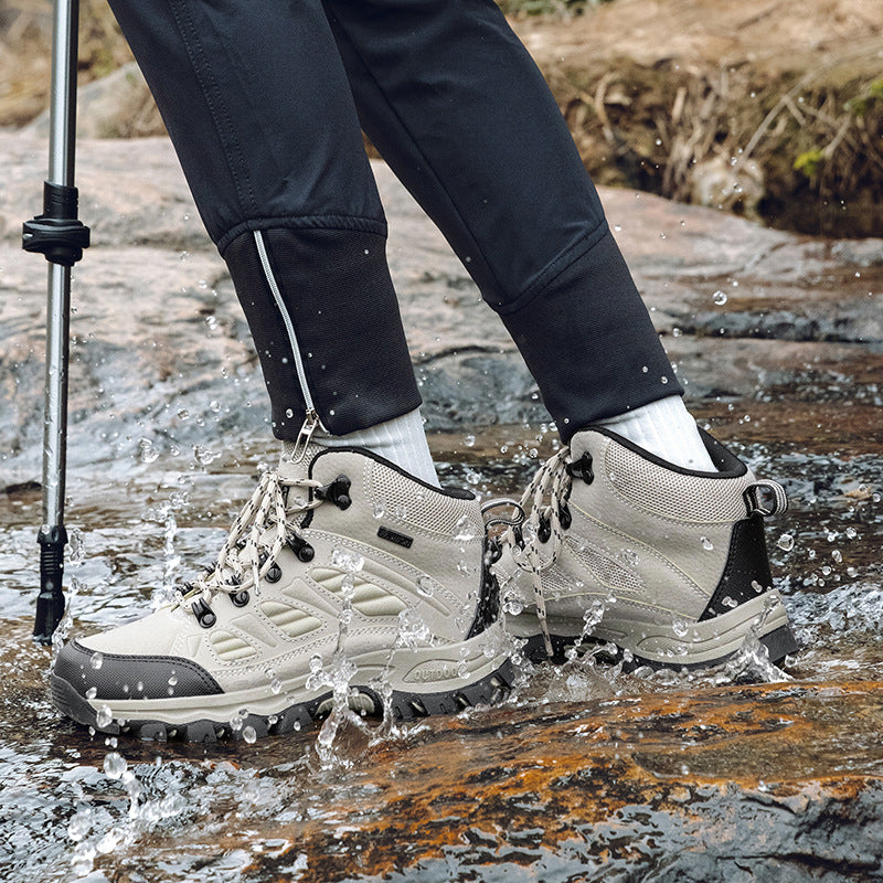 Couple High-Top Waterproof Non-Slip Hiking Mountaineering Shoes