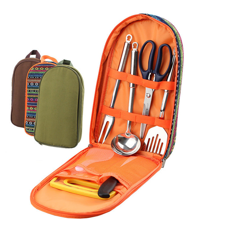 Outdoor BBQ Cookware Set With Knife And Cutting Board